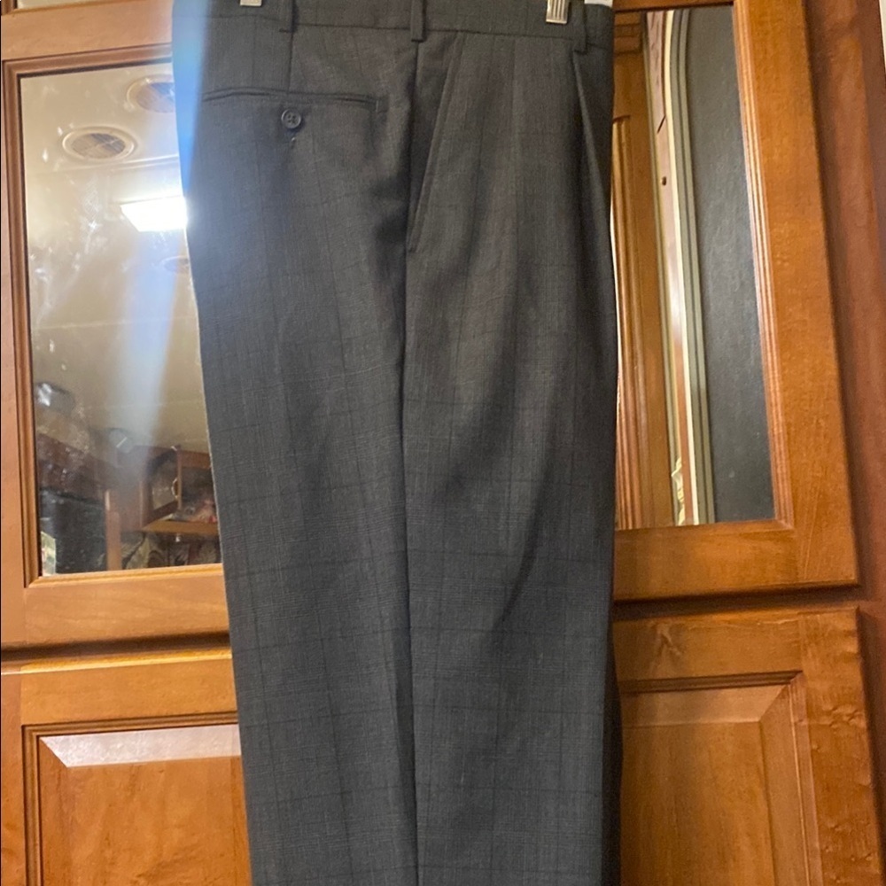 Vintage Wool Gray Plaid 38/30 Men’s Trousers  Office Career Woolmark